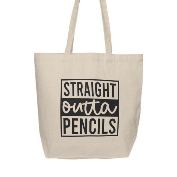 Straight Outta Pencils Custom Tote Bag - Picture 2 of 3